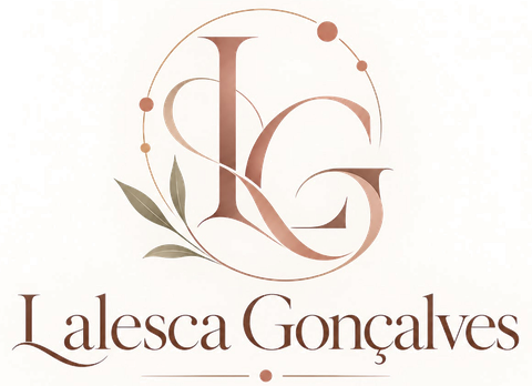 Logo Lalesca Gonçalves, com iniciais LG e folhas